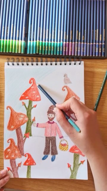 Ich habe ein Wichtelmännchen auf Pilzsuche gezeichnet. Hier seht ihr einmal den Zeichenprozess im Schnelldurchlauf. ✍️✨
#zeichnen #drawwithme #malen #draweveryday #kinderbuchillustration