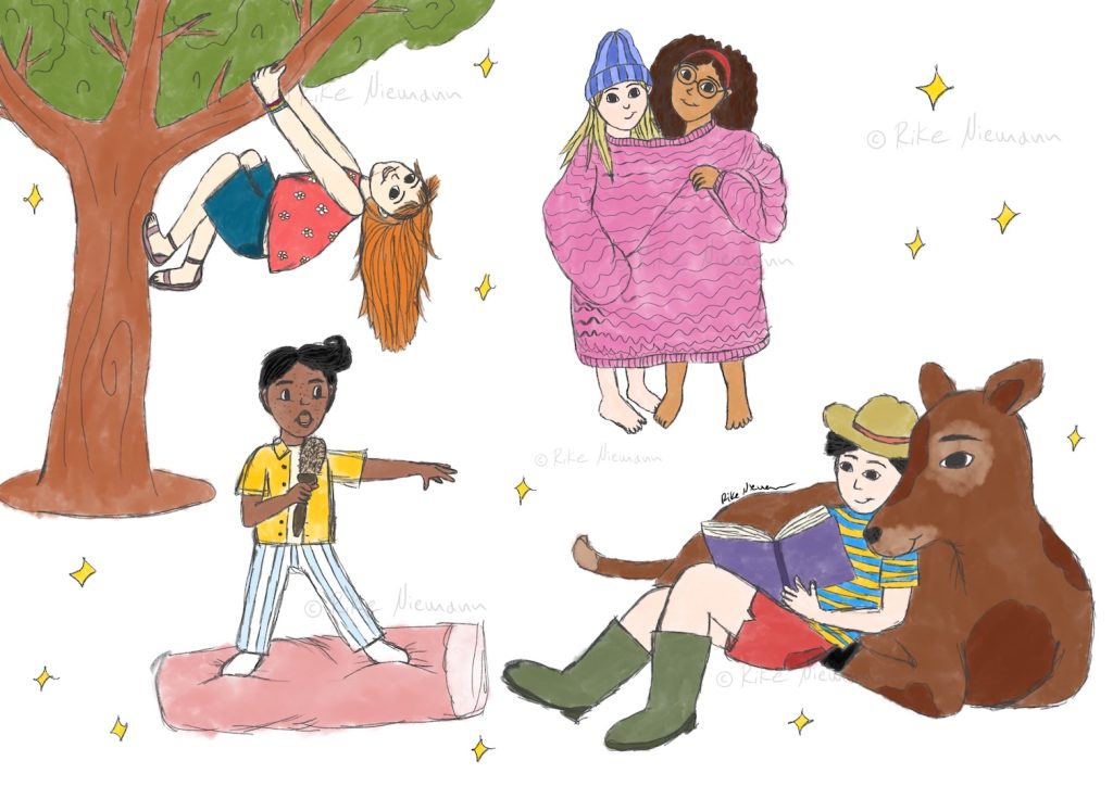 Skizze von Kindern für ein Kinderbuch